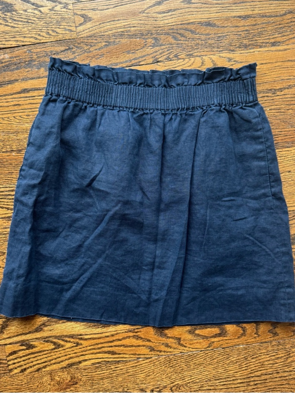 J. Crew Linen Navy Skirt Elastic Waist with Cotton Lining Size 4